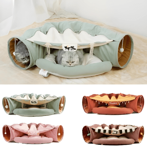 cama para gato, caminha para gato, cama com túnel, caminha com túnel, túnel para gatos, cama túnel para gato, cama toca para gato, mundomiauauau, miauauau